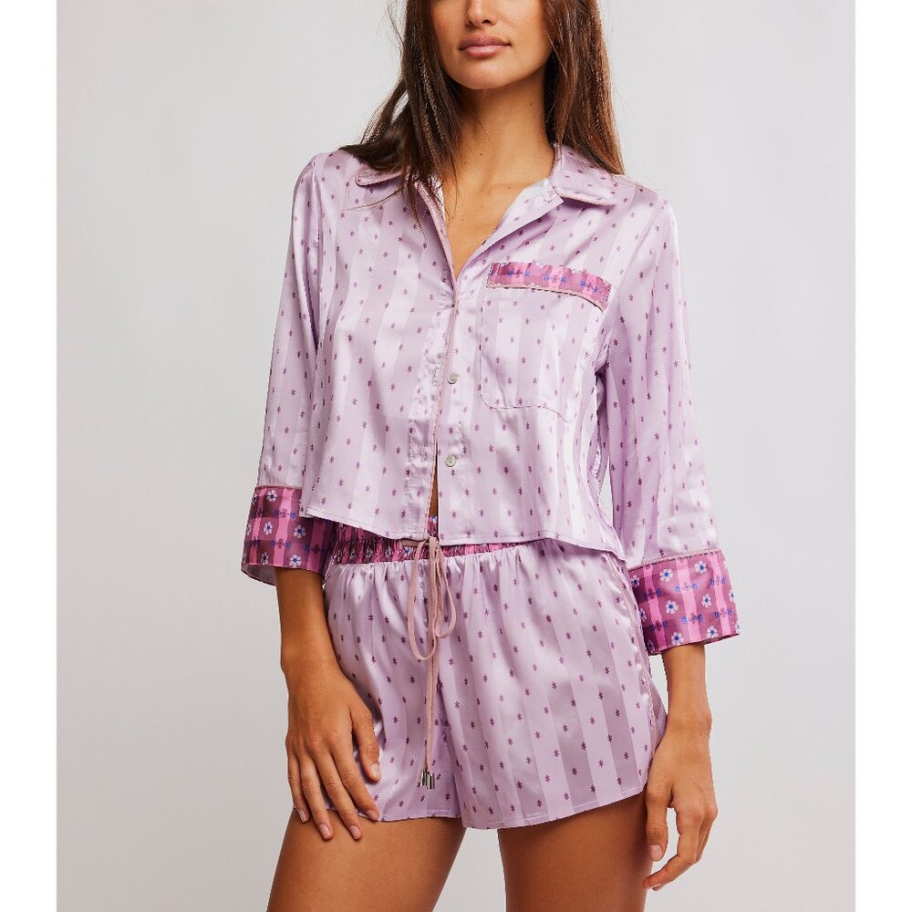 Free People Lavender Satin Pajama Set